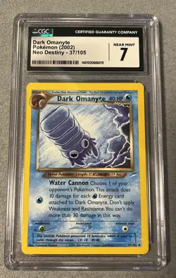 DARK OMANYTE 37/105 POKEMON 2002 NEO DESTINY CGC 7 NEAR MINT - Image 1