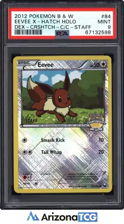Pokemon 2012 Eevee 84 X-Hatch Holo Dark Explorers City Championship Staff PSA 9 - Image 1