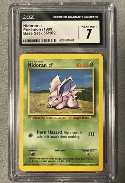NIDORAN 55/102 POKEMON 1999 BASE SET CGC 7 NEAR MINT - Image 1