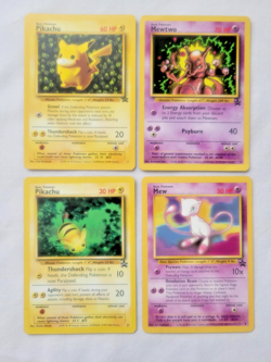 1999 VTG Pokemon Black Star Promo Lot - “Ivy” Pikachu, Mew, Mewtwo, Pikachu (LP) - Image 2