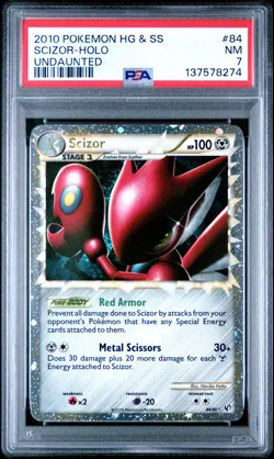 2010 POKEMON HEARTGOLD & SOULSILVER UNDAUNTED #84 SCIZOR-HOLO PSA 7 - Image 1