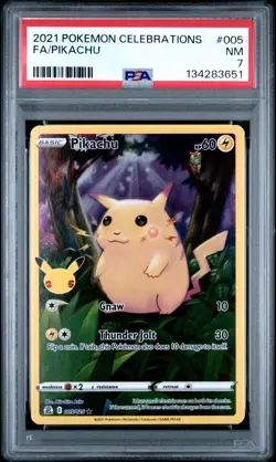 2021 Pokemon Celebrations Full Art Pikachu #005 PSA 7 Near Mint - Image 1
