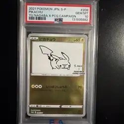 2021 POKEMON JPN S PROMO YU NAGABA X POKEMON CARD GAME CAMPAIGN PIKACHU PSA 10 - Image 1
