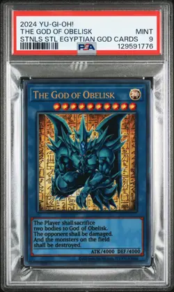 2024 YU-GI-OH! STAINLESS STEEL EGYPTIAN GOD CARDS THE GOD OF OBELISK PSA 9 - Image 1