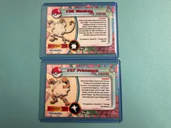 2 Vintage Topps Pokemon Cards Mankey Primeape Evolution Set 151 - Holo - Image 2