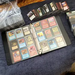 11 Pages of VERY OLD 90's Cards Collection in Binder. And 1,000 Bulk MTG Lot - Image 1