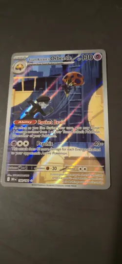 Pokemon TCG Team Rockets Orbeetle Holo Card 198/182 Illustration Rare - Image 1