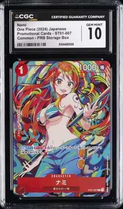 2024 ONE PIECE JAPANESE PROMO CARDS COMMON PRB STORAGE BOX NAMI CGC 10 GEM MINT - Image 1