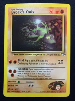 BROCK'S ONIX - 021/132 - GYM HEROES - RARE POKEMON CARD - LP - Image 1