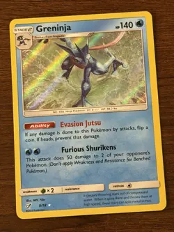 Pokemon TCG Greninja 9/18 Detective Pikachu Holo Card 2019 Excellent Condition - Image 1