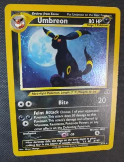 Umbreon 13/75 Neo Discovery Holo Pokemon OG Moonbreon SWIRL** Vintage Card Rare - Image 2