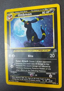 Umbreon 13/75 Neo Discovery Holo Pokemon OG Moonbreon SWIRL** Vintage Card Rare - Image 4