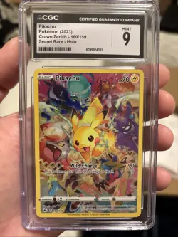 Pikachu Crown Zenith Secret Rare Card 160/159 CGC 9 Pokemon TCG Holo English - Image 1