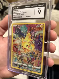 Pikachu Crown Zenith Secret Rare Card 160/159 CGC 9 Pokemon TCG Holo English - Image 2