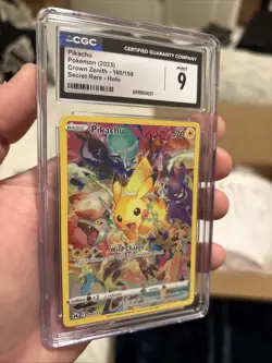 Pikachu Crown Zenith Secret Rare Card 160/159 CGC 9 Pokemon TCG Holo English - Image 3