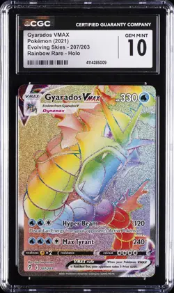 2021 POKEMON SWSH EVOLVING SKIES #207 FULL ART/GYARADOS VMAX CGC 10 GEM MINT - Image 1