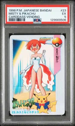 1998 POKEMON JAPANESE BANDAI CARDDASS VENDING #23 MISTY & PIKACHU PSA 5 - Image 1