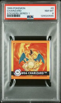 1999 POKEMON STICKERS SERIES 1 #6 CHARIZARD PSA 8 - Image 1