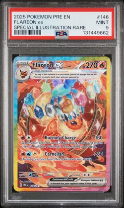 2025 POKEMON PRISMATIC EVOLUTIONS SPECIAL ILLUSTRATION RARE FLAREON EX PSA 9 - Image 1