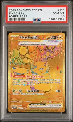 2025 POKEMON PRE EN-PRISMATIC EVOLUTIONS HYPER RARE #179 PIKACHU EX PSA 10 - Image 1