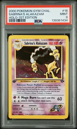 2000 POKEMON GYM CHALLENGE HOLO-1ST EDITION #16 SABRINA'S ALAKAZAM PSA 9 - Image 1