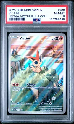 2025 POKEMON SVP EN-SV BLACK STAR PROMO #208 VICTINI PSA 8 - Image 1