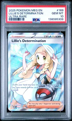 2025 POKEMON MEG EN-MEGA EVOLUTION ULTRA RARE #169 LILLIE'S DETERMINATION PSA 10 - Image 1