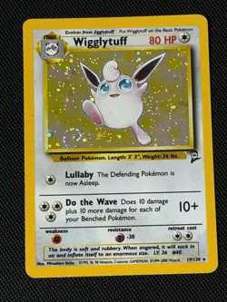Pokemon TCG Wigglytuff Base Set 2 19/130 Holo Unlimited 1999-2000 Holo Rare LP - Image 1