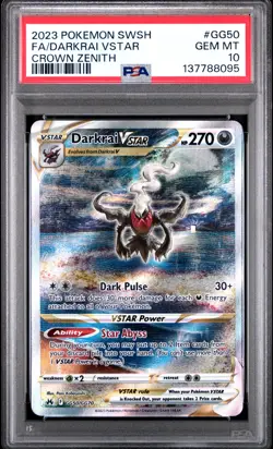 2023 POKEMON SWORD & SHIELD CROWN ZENITH #GG50 FULL ART/DARKRAI VSTAR PSA 10 - Image 1