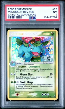 2006 POKEMON EX CRYSTAL GUARDIANS #28 VENUSAUR-REVERSE FOIL PSA 7 - Image 1