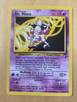 Mr. Mime27/130 - Rare - Base Set 2 - 2000 WOTC - Pokemon Card - NM - 1c start! - Image 1