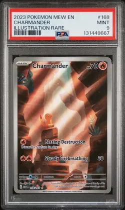 2023 POKEMON MEW EN-151 ILLUSTRATION RARE #168 CHARMANDER PSA 9 - Image 1