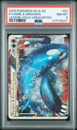 2010 POKEMON HEARTGOLD & SOULSILVER UNDAUNTED KYOGRE & GROUDON LEGEND-HOLO PSA 8 - Image 1