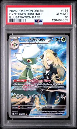2025 POKEMON DRI EN CYNTHIA’S ROSERADE ILLUSTRATION RARE 184/182 PSA 10 - Image 1