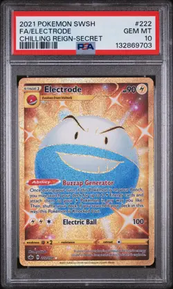 2021 POKEMON ELECTRODE SWSH CHILLING REIGN SECRET FULL ART HOLO 222/198 PSA 10 - Image 1