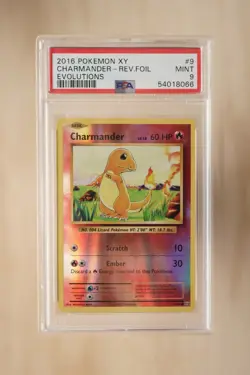 2016 Pokemon XY Evolutions Charmander Reverse Holo Foil 9/108 PSA 9 MINT - Image 1