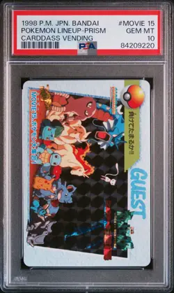 1998 POKEMON JPN BANDAI CARDDASS VENDING #MOVIE 15 POKEMON LINEUP-PRISM PSA 10 - Image 1