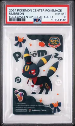 2024 POKEMON CENTER WELCOME! POKEMON CAFE HALLOWEEN CAMPAIGN UMBREON PSA 8 - Image 1