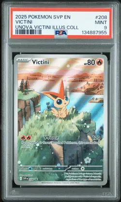 2025 POKEMON SVP EN-SV BLACK STAR PROMO #208 VICTINI PSA 9 - Image 1