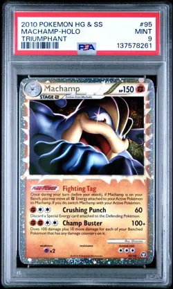 2010 POKEMON HEARTGOLD & SOULSILVER TRIUMPHANT #95 MACHAMP-HOLO PSA 9 - Image 1
