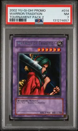 2002 YU-GI-OH! PROMO TP2-TOURNAMENT PACK 2 #014 WARRIOR OF TRADITION PSA 7 - Image 1