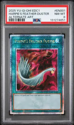 2025 YU-GI-OH! EARLY DAYS COLLECTION PROMO CARDS HARPIE'S FEATHER DUSTER PSA 8 - Image 1