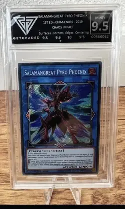 Yugioh Salamangreat Pyro Phoenix CHIM-EN039 Secret Rare 1st Ed NM GG 9.5 - Image 1