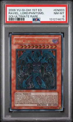 2006 YU-GI-OH! SOI-SHADOW OF INFINITY #EN003 RAVIEL, LORD OF PHANTASMS PSA 8 - Image 1