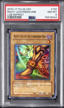 2010-2017 YU-GI-OH! LOB REPRINT #120 RIGHT LEG OF THE FORBIDDEN ONE PSA 8 - Image 1