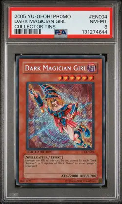 2005 YU-GI-OH! PROMO COLLECTOR TINS #EN004 DARK MAGICIAN GIRL PSA 8 - Image 1