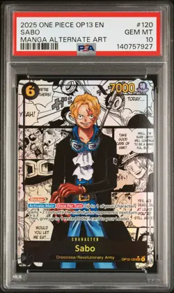 2025 ONE PIECE OP13-CARRYING ON HIS WILL MANGA ALTERNATE ART #120 SABO PSA 10 - Image 1