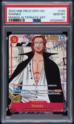 2022 ONE PIECE OP01-ROMANCE DAWN MANGA ALTERNATE ART #120 SHANKS PSA 10 - Image 1