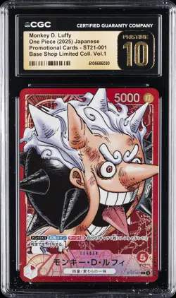 2025 ONE PIECE JAPANESE PROMO BASE SHOP LTD COLL MONKEY D. LUFFY CGC 10 PRISTINE - Image 1