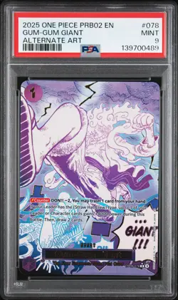 2025 ONE PIECE PRB02-PREMIUM BOOSTER ALTERNATE ART #078 GUM-GUM GIANT PSA 9 - Image 1